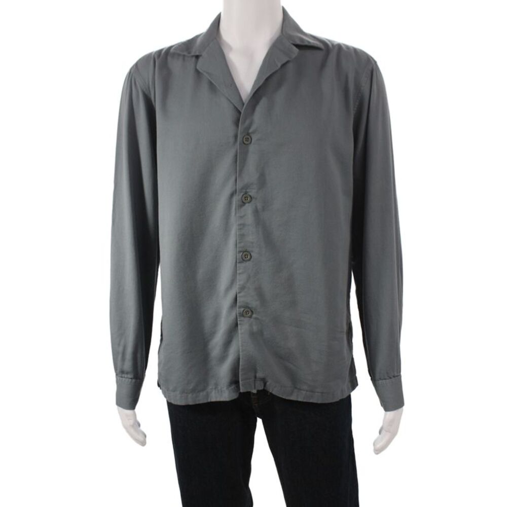 Club Monaco Mens Gray Cotton Blend Dress Shirt Long Sleeve Size M